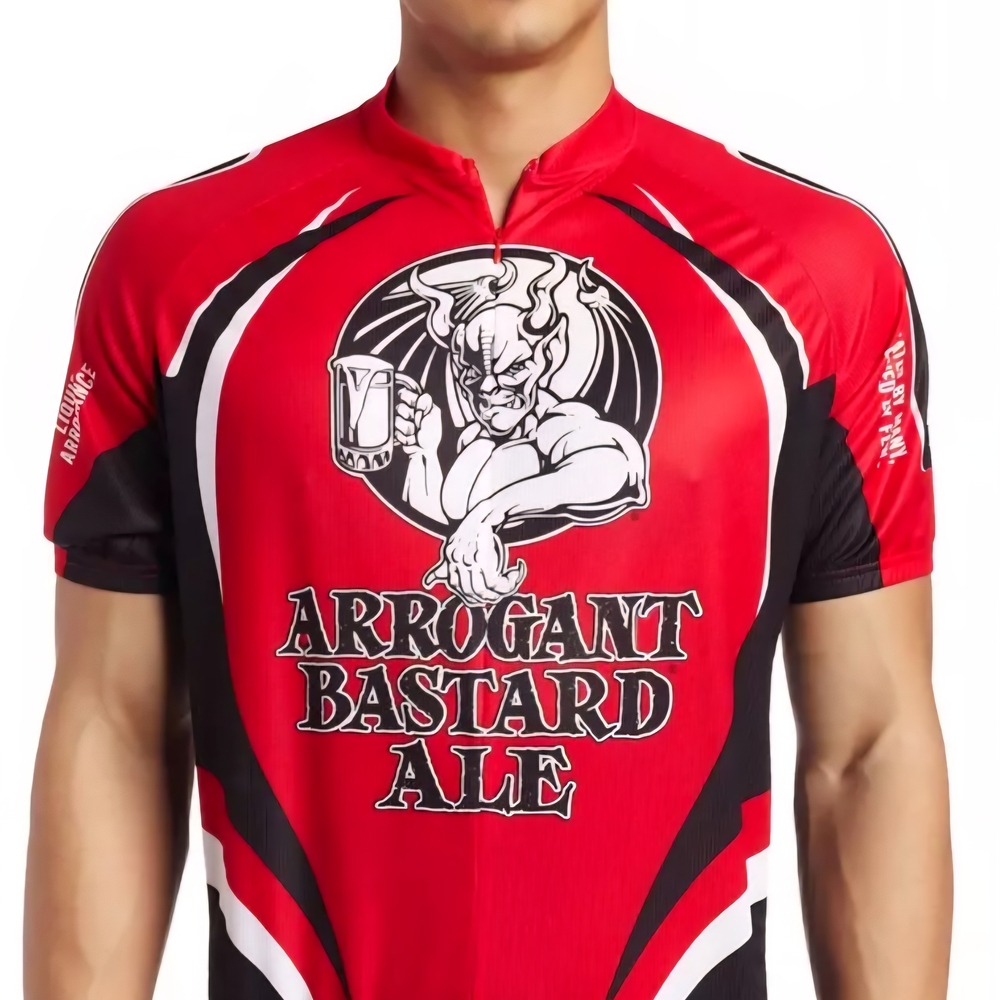 Canari Red and Black Arrogant Bastard Ale Cycling Jersey Size M